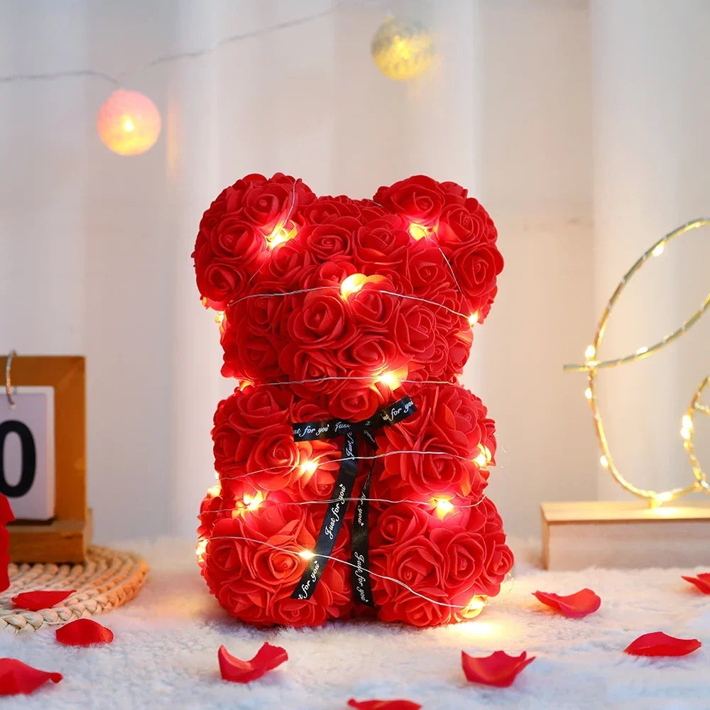 Valentines Day 2lRose Flower Teddy Bear With Box