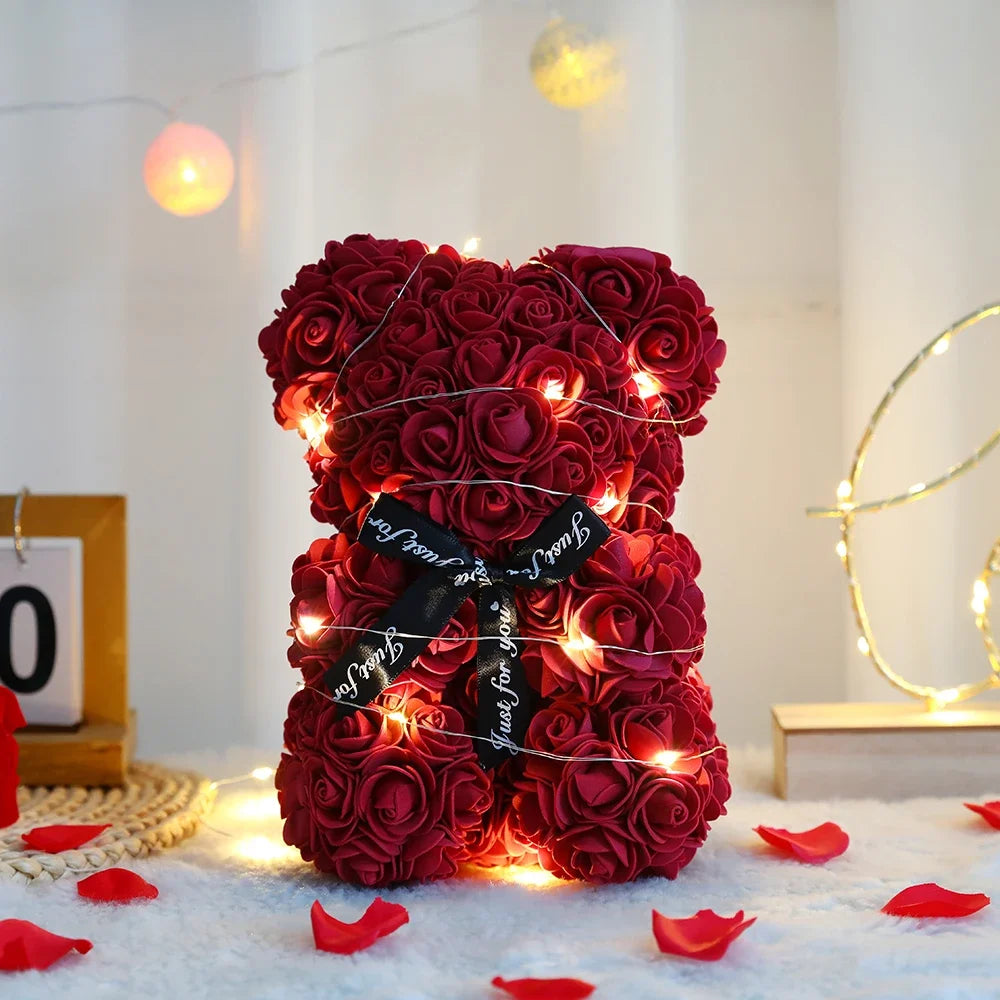 Valentines Day 2lRose Flower Teddy Bear With Box