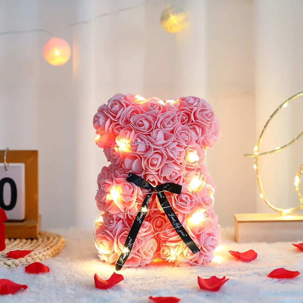 Valentines Day 2lRose Flower Teddy Bear With Box