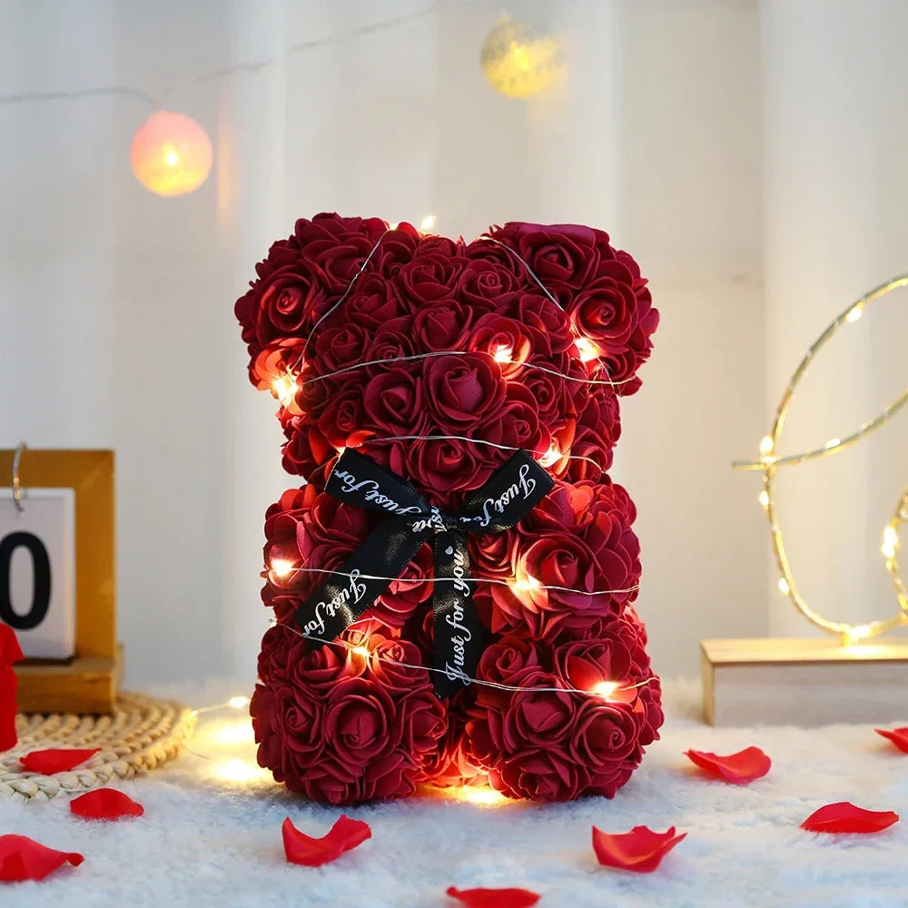 Valentines Day 2lRose Flower Teddy Bear With Box