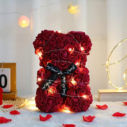 Valentines Day 2lRose Flower Teddy Bear With Box